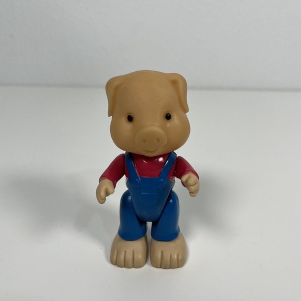 Vintage Toy Pig Figurine‎ Farmer Overalls Pig Doll